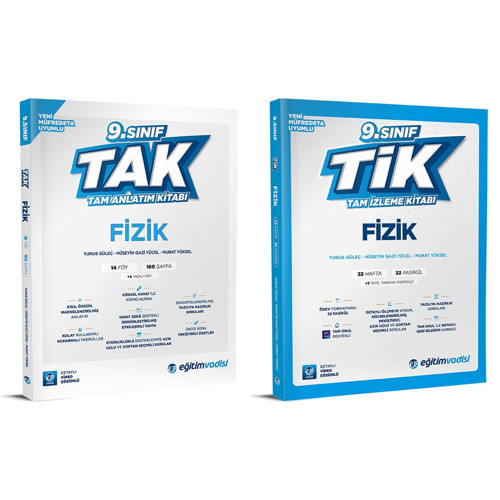 Eğitim Vadisi 2025 9. Sınıf Fizik Tak Tam Anlatım + Tik Tam İzleme Seti 2 Kitap