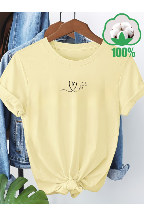 Unisex Oversize Tişört Kalp Çizimi Desenli