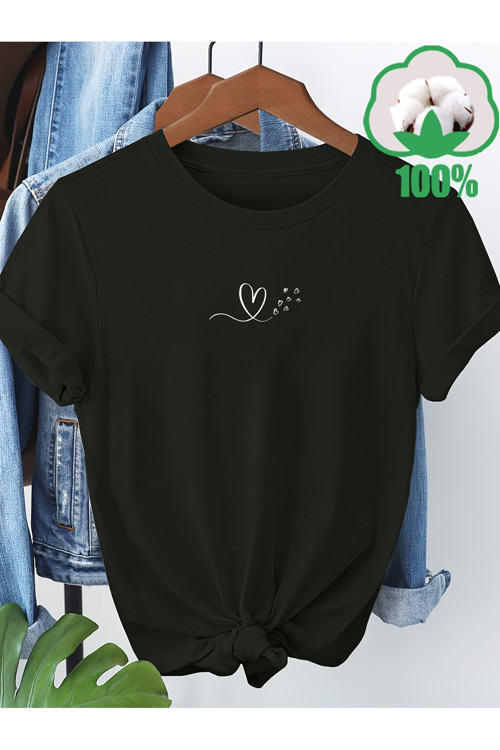 Unisex Oversize Tişört Kalp Çizimi Desenli