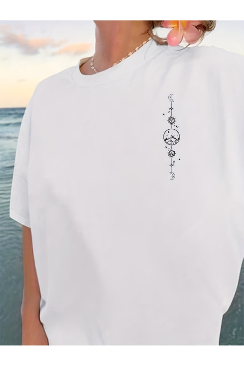 Unisex Oversize Tişört Astro Dağ Desenli (Sırt Baskılı)