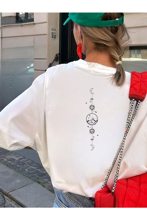 Unisex Oversize Tişört Astro Dağ Desenli (Sırt Baskılı)