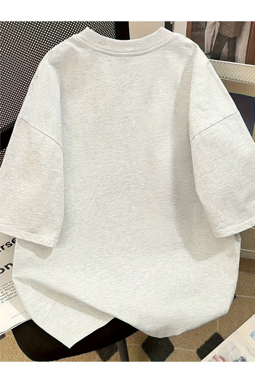 Unisex Oversize Tişört Çizgili Kalp Desenli