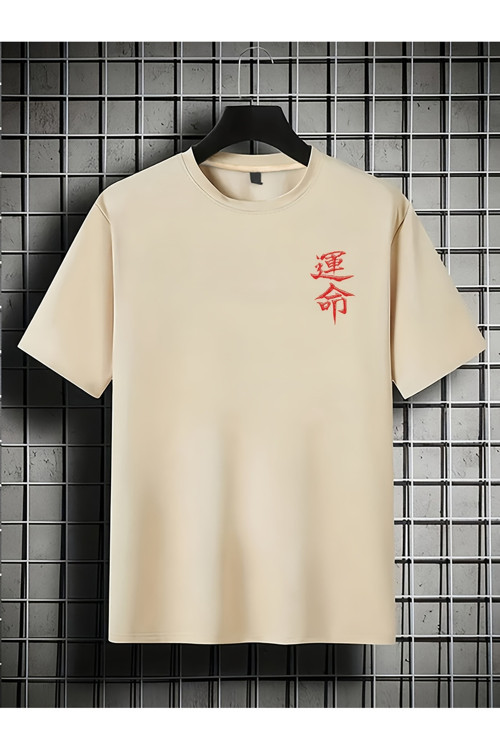 Unisex Oversize Tişört Kılıç Ve Japon Yazı Baskılı (Sırt Baskılı)