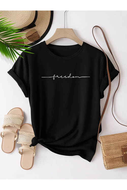 Unisex Oversize Tişört Freedom Yazılı