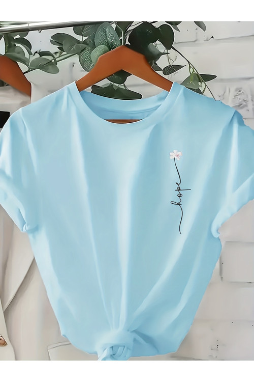 Unisex Oversize Tişört Love Yazılı Çiçek Desenli