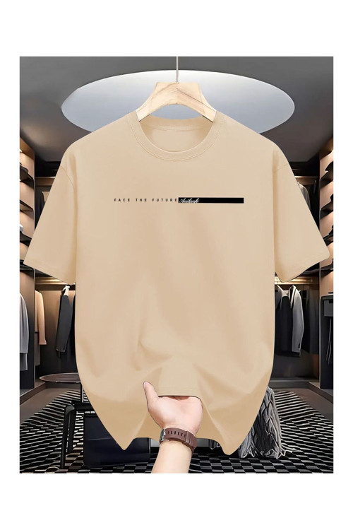 Unisex Oversize Tişört Face The Future Yazılı