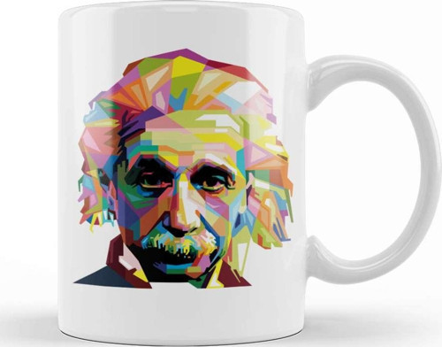 Geometric Celebrity Albert Einstein Kupa Bardak Porselen