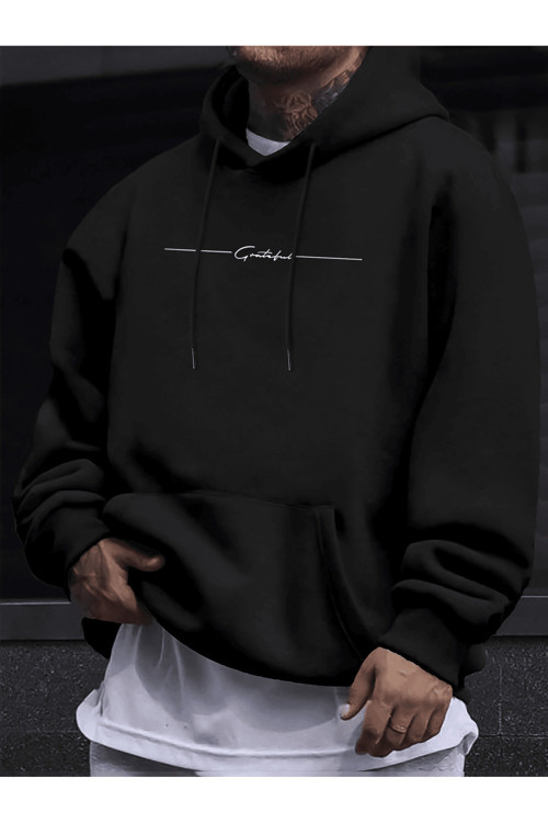 Unisex Oversize Kapüşonlu Sweatshirt Grateful Yazılı