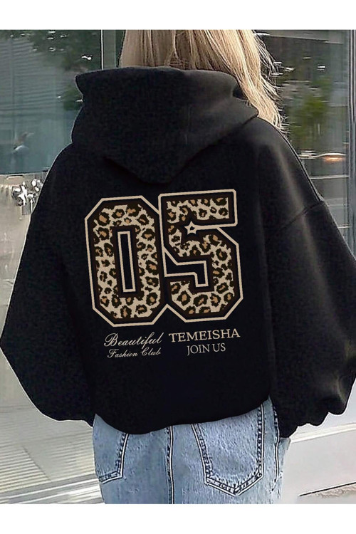 05 Baskılı Kapüşonlu Sweatshirt Hoodie