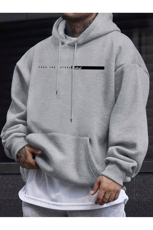 Unisex Oversize Kapüşonlu Sweatshirt Face The Future