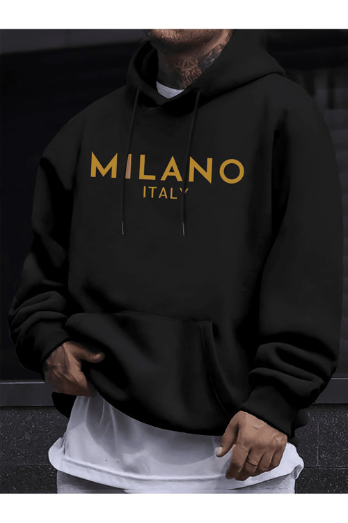 Unisex Oversize Kapüşonlu Sweatshirt Milano Italy Yazılı