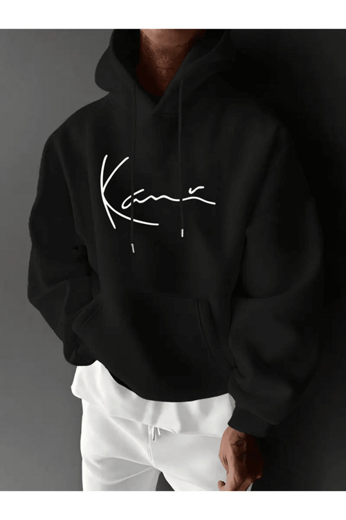 Unisex Oversize Kapüşonlu Sweatshirt Kame Yazılı