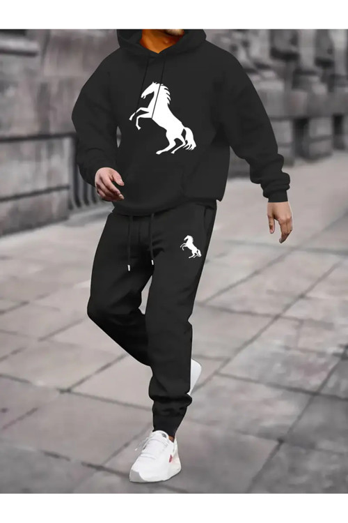 At Şekilli Baskılı Polar Astarlı Unisex Eşofman Takımı