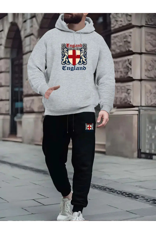 Unisex Oversize England Crest – İngiltere Arma Baskılı Hoodie & Jogger Eşofman Takımı