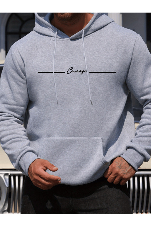 Unisex Oversize Kapüşonlu Sweatshirt Courage Yazılı