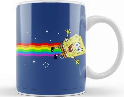 Spongebob Sqaurepants Nyan Cat Meme Kupa Bardak Porselen