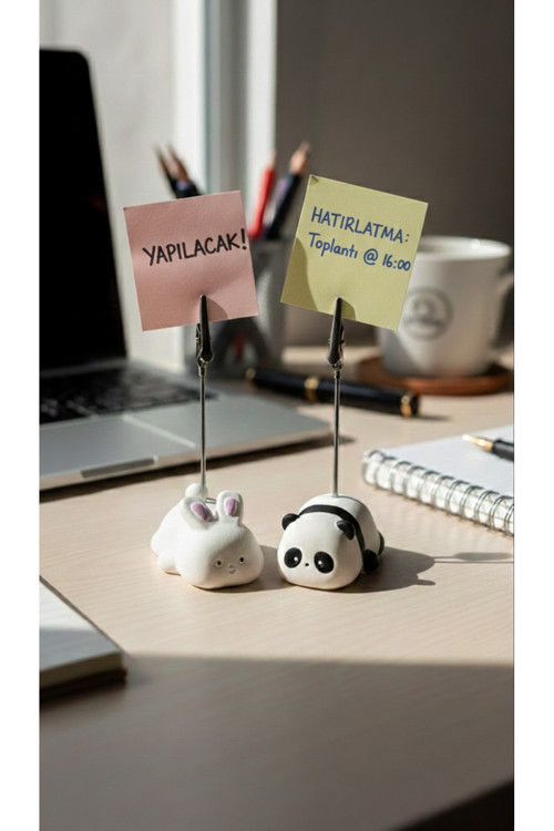 Sevimli Tavşan ve Panda 2li Not Tutucu Ofis Hediyeleri Fotoğraf Tutacağı