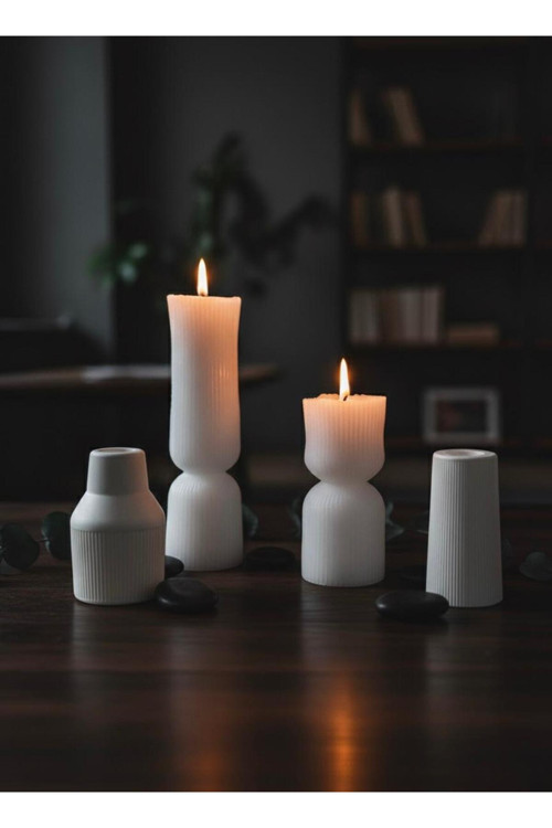 2 Pinterest Vazo 2 Sütun Mum 4'Lü Set - El Yapımı Dekoratif Set