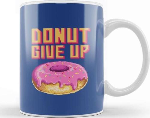 Doughnut Retro Pixel Donut Give Up Kupa Bardak Porselen