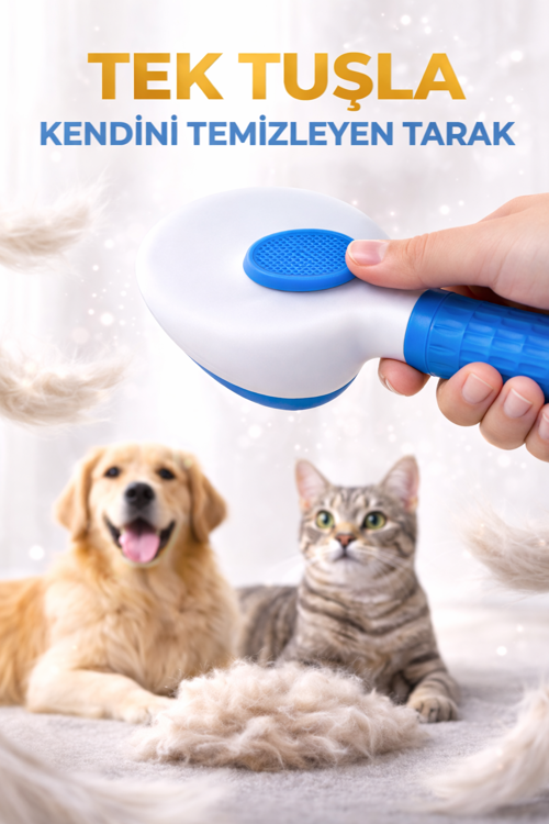 Evcil Hayvan Tüy Toplama Tarağı – Tek Tuşla Temizlik Kolaylığı