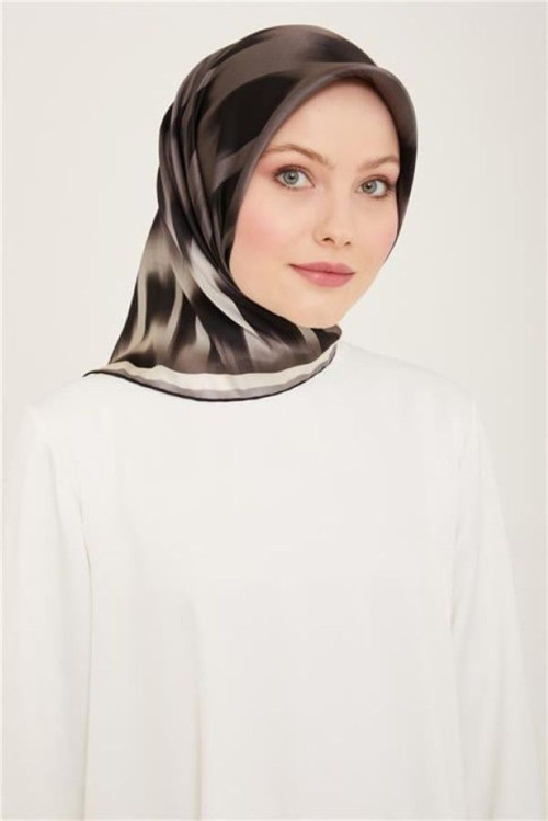 Sura İpek Eşarp Siyah, Füme, Gri, Açık Vizon