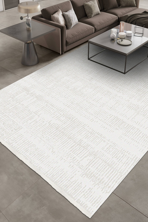 Filya-Beyaz-Akrilik-Salon,Oturma Odası-Halı–Robot Süpürge-Kolay Temizlik-Özel Ölçü-Dokulu