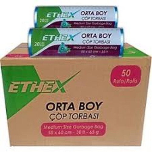 Orta Boy Mavi Renk Çöp Torbası 50 Paket x 55x60 Cm