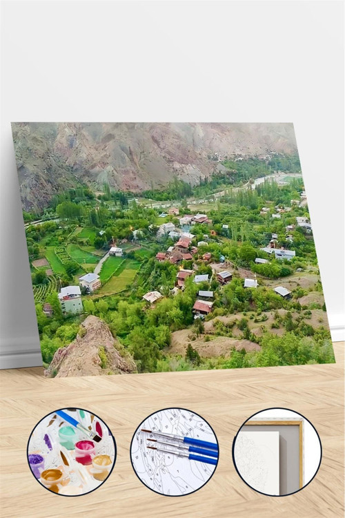 Sayılarla Boyama Seti Çerçeveli Kasnaklı Memleketten Bir Kare 60x75 cm