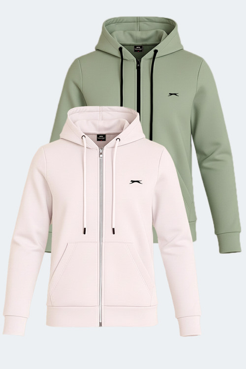 KATYA 2 li set Kadın Fermuarlı Kapüşonlu Cepli Sweatshırt