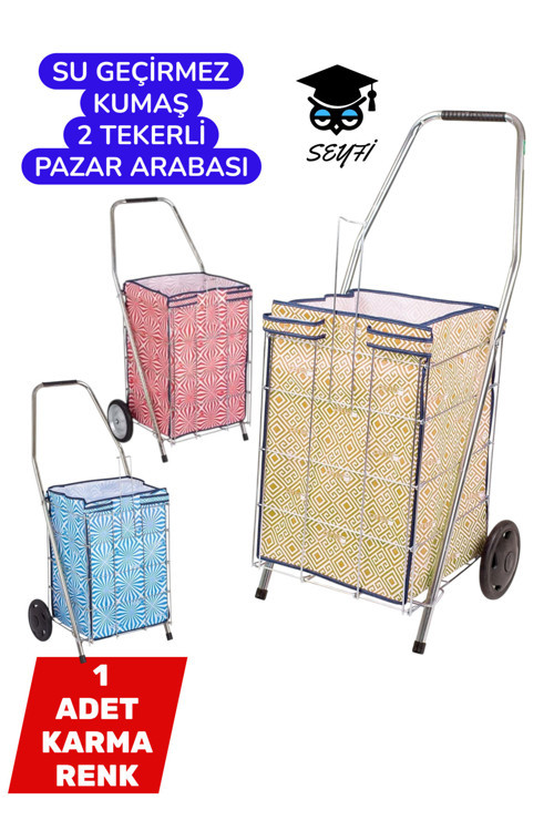 SU GEÇİRMEZ KUMAŞ 2 TEKERLİ PAZAR ARABASI GENİŞ HACİMLİ