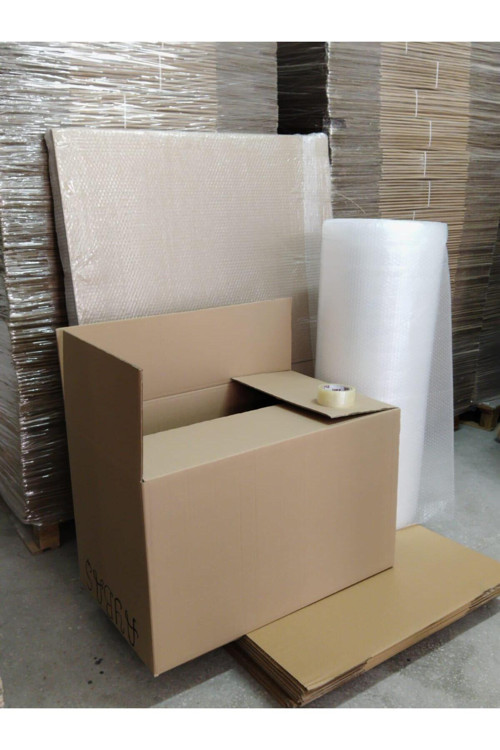 Kutu Boş Karton 80X50X50 Cm Büyük Boy 7Li Adet Çift Oluklu Boş Koli