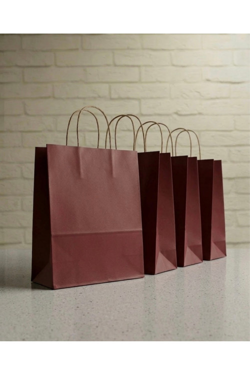 1.Kalite 25X31 Cm ( 20 Adet ) Büyük Boy Bordo Renkli Kraft Kağıt Çanta, Hediye Poşeti, Hediye Paketi