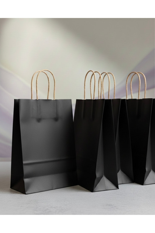 1.Kalite 25X31 Cm (20 Adet) Büyük Boy Siyah Renkli Kraft Kağıt Çanta,Hediye Paketi, Hediye Poşeti