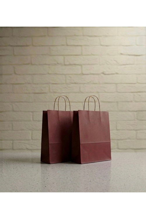 1.Kalite 25X31 Cm ( 5 Adet ) Büyük Boy Bordo Renkli Kraft Kağıt Çanta, Hediye Poşeti, Hediye Paketi