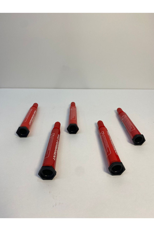 1. Kalite ( 5 Adet ) Permanent Marker Kalemi Kırmızı Renk, Keçeli Kalem, Tahta Kalemi, Koli Kalemi