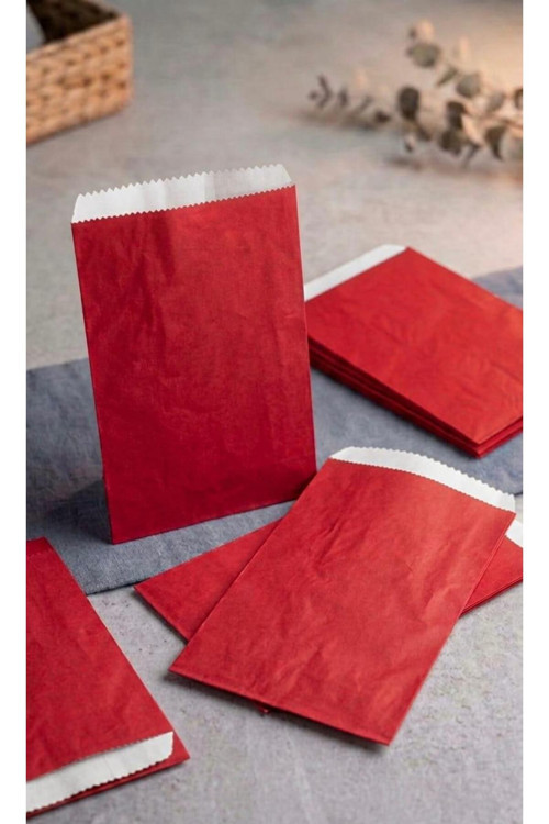 1. Kalite 16X21 Cm ( 10 Adet ) Kırmızı Renk Hediye Paketi, Hediye Poşeti, Kraft Kese Kağıdı