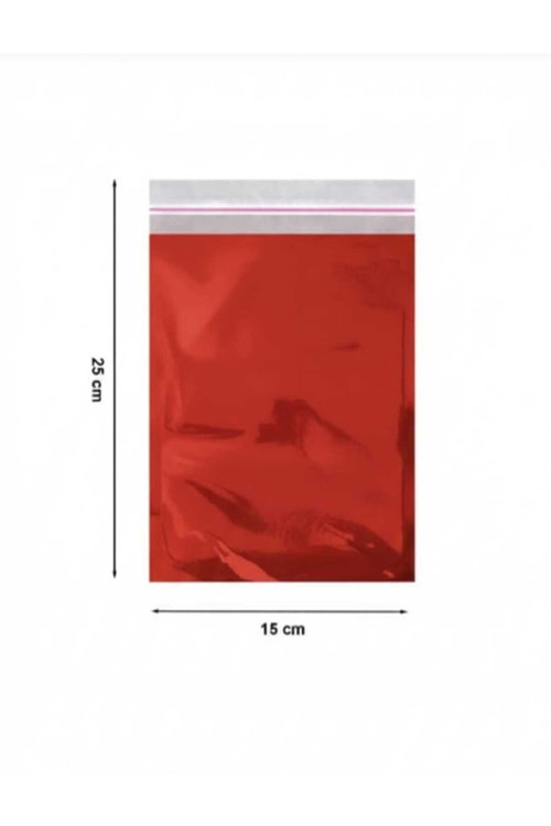 15X25 Cm 50 Adet Yapışkanlı Kırmızı Hediye Paketi