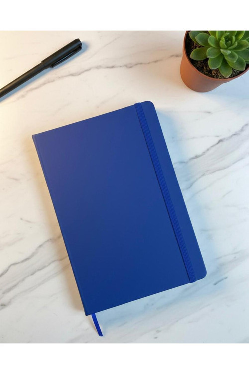 14X21 Cm Lacivert Termoderi Kapaklı Lastikli Çizgisiz 80 Yaprak Defter