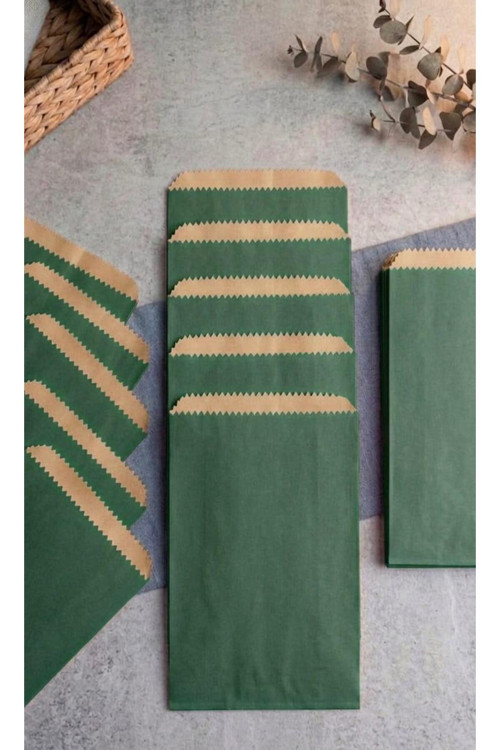 1. Kalite 16X21 Cm ( 25 Adet ) Yeşil Renk Hediye Paketi, Hediye Poşeti, Kraft Kese Kağıdı