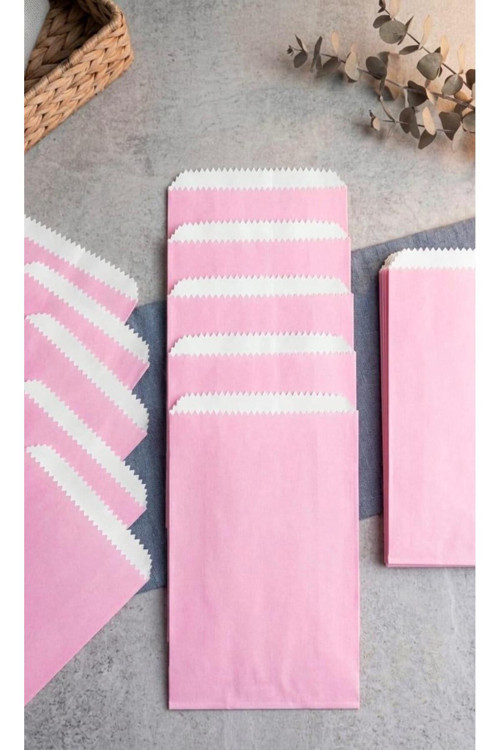 1. Kalite 16X21 Cm ( 20 Adet ) Pembe Renk Hediye Paketi, Hediye Poşeti, Kraft Kese Kağıdı