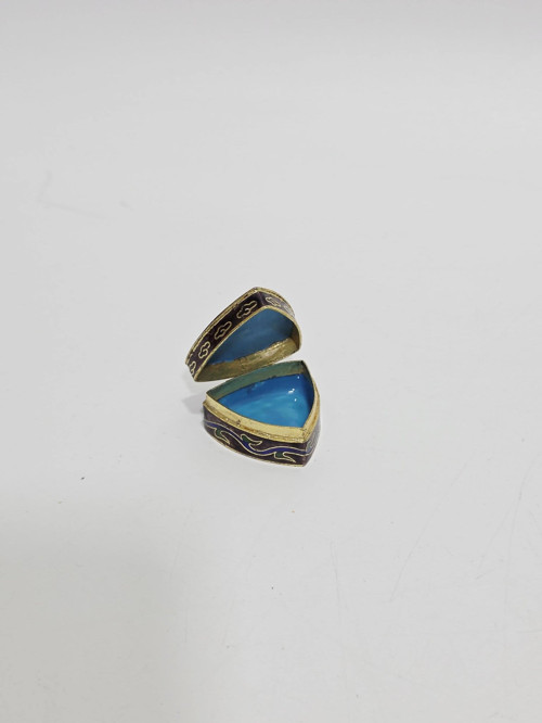 Antika Cloisonne Minyatür Kutu 3,2x3,3cm 123