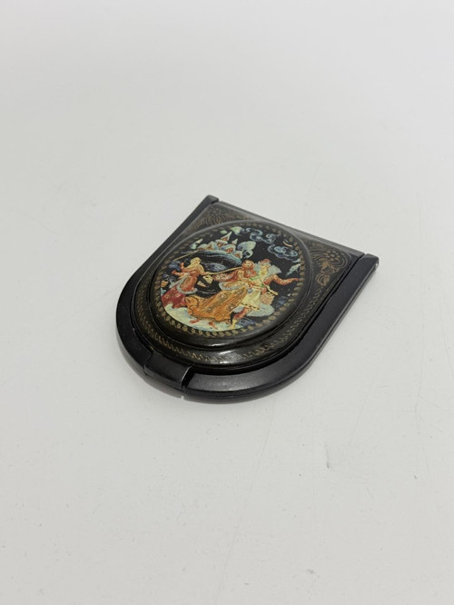 Antika Rus Lake Kapaklı Ayna 7,5x6,5cm