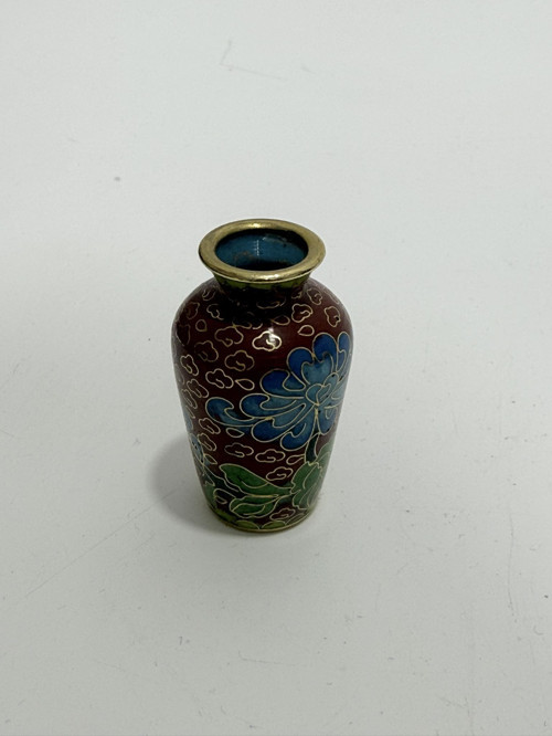 Antika Cloisonne Minyatür Vazo 5,50cm 003