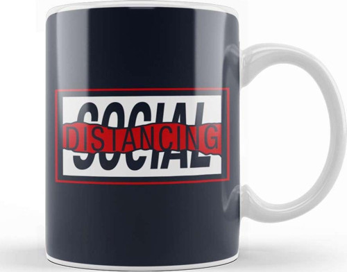Social Distancing Red Wave Design Kupa Bardak Porselen