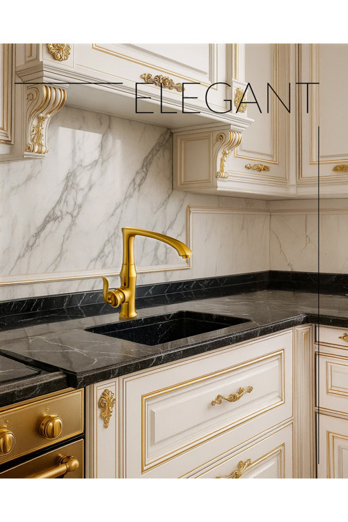 Elegand Gold Serisi Eviye Bataryası, Altın Rengi Mutfak Bataryası