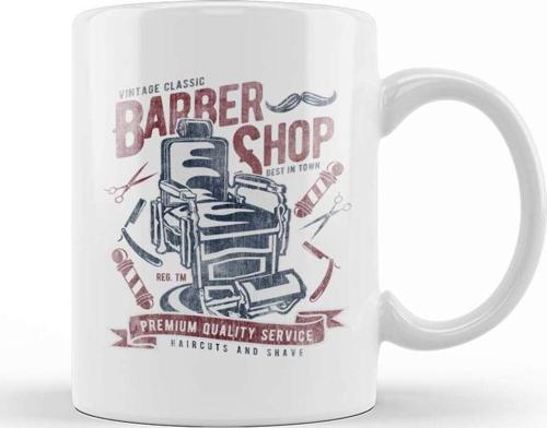 Vintage Classic Barber Shop Kupa Bardak Porselen