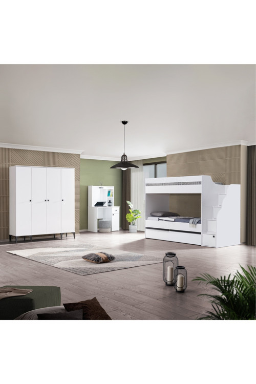 Teknik Genç Odası White 4Lü Complex Ranza Set