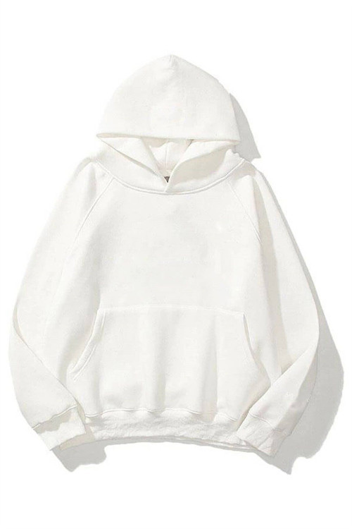 Beyaz Baskılı Kapüşonlu Sweatshirt Hoodie