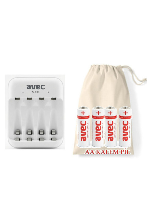 Av-Ch03 Usb Aa-Aaa Pil Şarj Cihazı 4Lü+4 Adet 1100Mah Aa Şarjlı Kalem Pil(İşnce Değildir.)