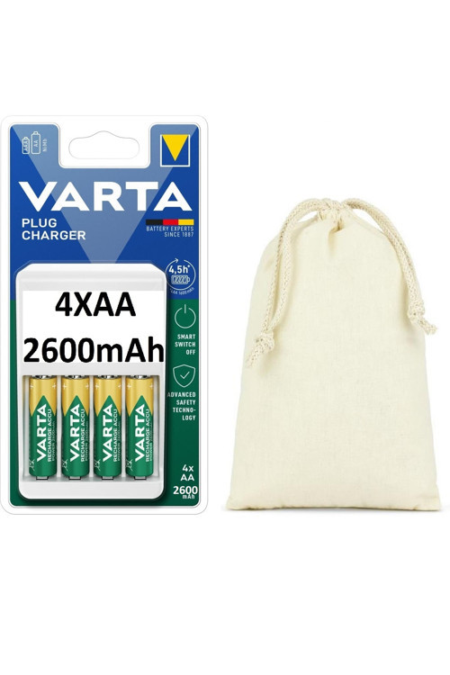 4X2600Mah Aa Ready To Use Şarj Edilebilir Kalem Pil+Plug Şarj Cihazı+Saklama Kılıfı
